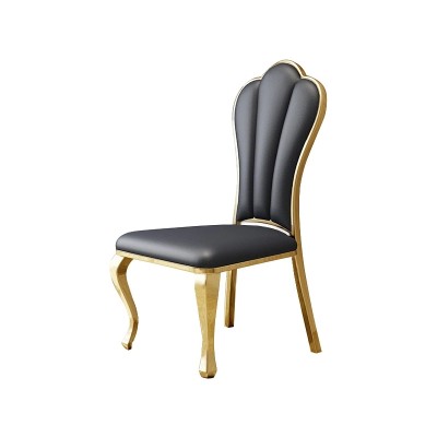 Dinning Room Chairs With Black Seat And Gold Stainless Steel Frame