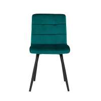 Dining Chairs Fabric Velvet Dark Green Padded Seat Reception Chair with Backrest Retro Design with Metal Legs Chair