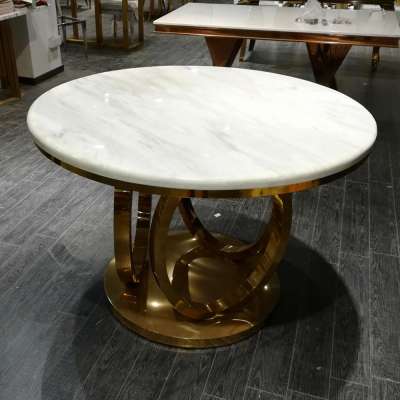 Stainless steel marble top round dining table